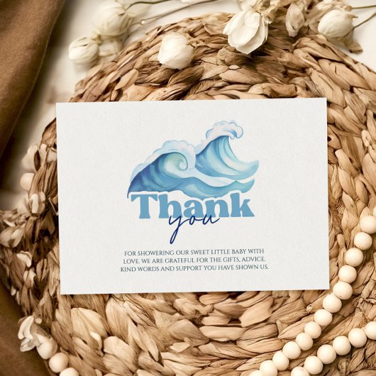 Carte De Remerciements Bébé à bord Baby shower, Surf bébé
