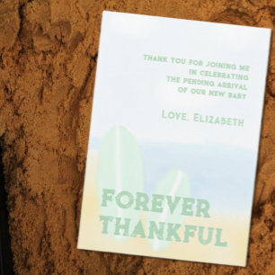 Carte De Remerciements Bébé à bord du Baby shower d'aquarelle surf Beach