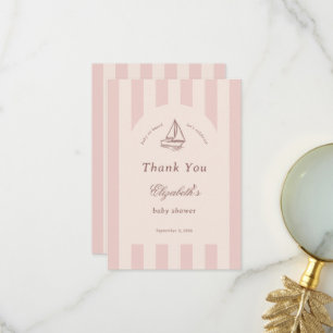 Carte De Remerciements Bébé à Bord Élégant Voilier Rose Baby Shower