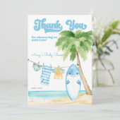 Carte De Remerciements Bébé à bord Surfing Boy Baby shower (Debout devant)