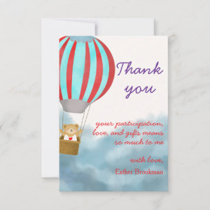 Carte De Remerciements Bébé arrive au-dessus des nuages Baby Shower