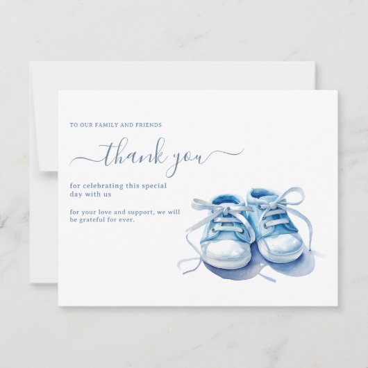 Carte De Remerciements Bébé Basket Baby shower Invitation, Bébé garçon (Devant)