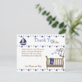 Carte De Remerciements Bébé bleu (Debout devant)