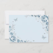 Carte De Remerciements Bébé Bleu Argent Floral Quinceanera (Dos)