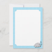 Carte De Remerciements Bébé Bleu, Éléphant Gris Blanc (Dos)