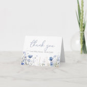 Carte De Remerciements Bébé Bleu En Fleur Baby shower Fleur sauvage Flora (Devant)
