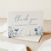 Carte De Remerciements Bébé Bleu En Fleur Baby shower Fleur sauvage Flora