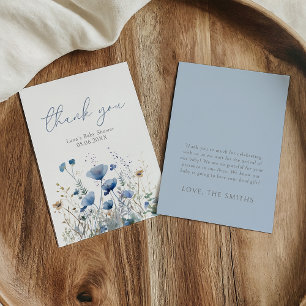Carte De Remerciements Bébé Bleu En Fleur Fête Prénatale De Bébé Fleur Sa