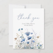 Carte De Remerciements Bébé Bleu En Fleur Fête Prénatale De Bébé Fleur Sa (Devant)