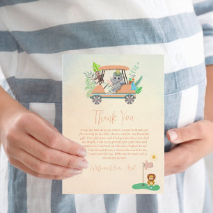 Carte De Remerciements Bébé Bohème Eléphant, Singe, Lion Golf Baby Shower
