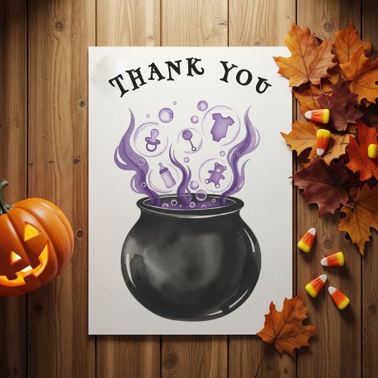 Carte De Remerciements Bébé Brew sorcière Cauldron Halloween Baby shower