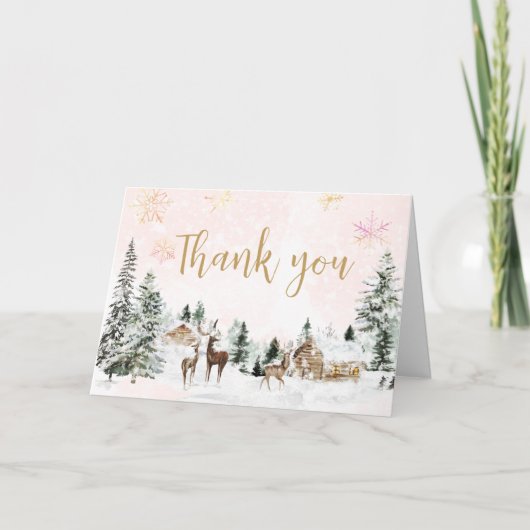 Carte De Remerciements Bébé C'est froid dehors Baby shower d'hiver fille (Devant)