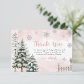 Carte De Remerciements Bébé c'est froid dehors Baby shower fille (Debout devant)