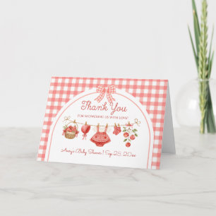 Carte De Remerciements Bébé Chéri Fête de Naissance Rouge Gingham