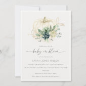 Carte De Remerciements Bébé Citrouille Succulent bleu en fleurs Invitatio (Devant)