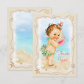 Carte De Remerciements Bébé conque de remerciement de plage aux cheveux r (Devant / Derrière)