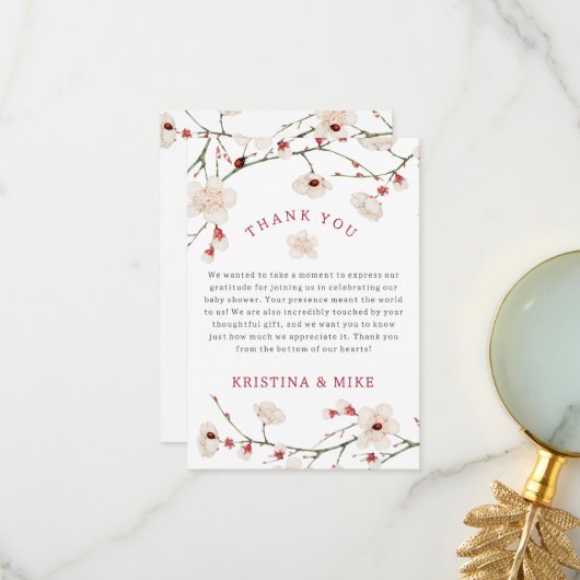 Carte De Remerciements Bébé dans le Baby shower en fleur (Devant/Arrière en situation)