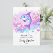 Carte De Remerciements Bébé dauphin mignon et rêveur: Fête prénatale (Debout devant)