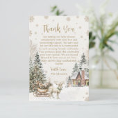 Carte De Remerciements Bébé d'hiver Il fait froid, Baby shower de flocons (Debout devant)