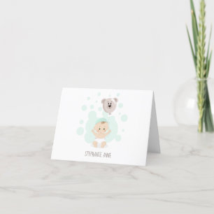 Carte De Remerciements Bébé doux et ballon d'ours