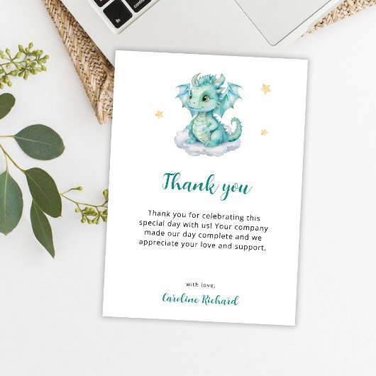 Carte De Remerciements Bébé dragon mignon