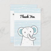 Carte De Remerciements Bébé éléphant bleu (Devant / Derrière)