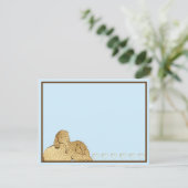 Carte De Remerciements Bébé Eléphant Bleu Or (Debout devant)