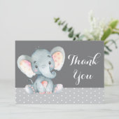Carte De Remerciements Bébé éléphant gris mignon (Debout devant)
