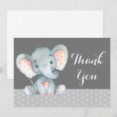 Carte De Remerciements Bébé éléphant gris mignon (Devant / Derrière)