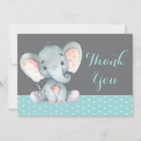 Bébé éléphant mignon Aqua sarcelle turquoise et gr