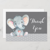 Carte De Remerciements Bébé éléphant mignon gris (Devant / Derrière)