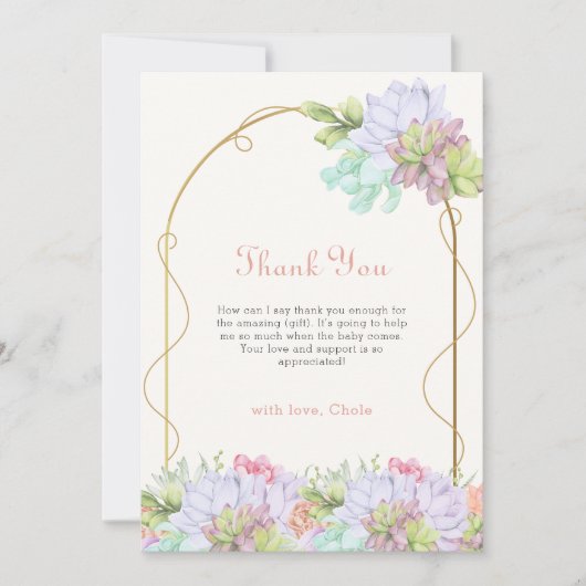 Carte De Remerciements Bébé En Fleur Boho Arch Baby shower Cactus (Devant)