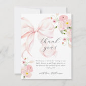 Carte De Remerciements Bébé En Fleur Bow Rose (Devant)