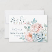 Carte De Remerciements Bébé en fleur Dusty Baby shower bleu (Devant)