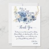 Carte De Remerciements Bébé en fleur Elégant Baby shower Fleurs Bleues (Devant)
