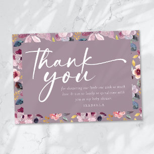 Carte De Remerciements Bébé en Fleur Lilac Baby shower Floral