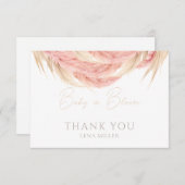Carte De Remerciements Bébé en Fleur Pampas Baby shower en herbe (Devant / Derrière)