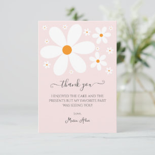 Carte De Remerciements Bébé en Fleur Rose Baby shower de marguerite Invit