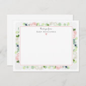 Carte De Remerciements Bébé en Fleur rose rose rose rose rose rose rose B (Devant / Derrière)