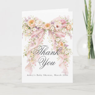 Carte De Remerciements Bébé en fleurs Arc en floral Fille Baby Shower