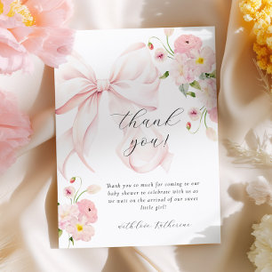 Carte De Remerciements Bébé en fleurs Arc rose