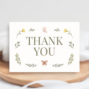 Carte De Remerciements Bébé en fleurs Baby Shower Fleur Sauvage