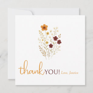 Carte De Remerciements Bébé en fleurs Baby shower Fleur sauvage d'automne
