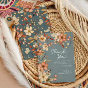 Carte De Remerciements Bébé en fleurs Fête de bébé sauvage Fleur