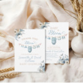 Carte De Remerciements Bébé En Fleurs Fleur Fleur Bleu Bébé Garçon Douche