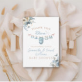 Carte De Remerciements Bébé En Fleurs Fleur Fleur Bleu Bébé Garçon Douche