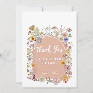 Carte De Remerciements Bébé en fleurs Fleur sauvage Dusty rose