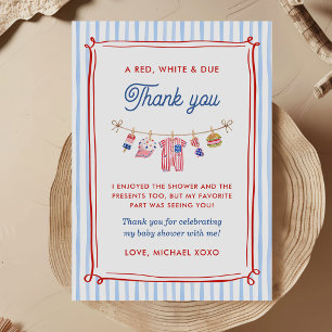 Carte De Remerciements Bébé Fête Prévu pour le 4 Juillet Rouge et Blanc