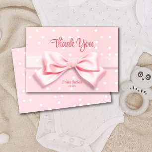 Carte De Remerciements Bébé fille à l'arc rose à pois
