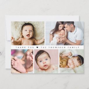 Carte De Remerciements Bébé Fille Douche Photo Collage Simple